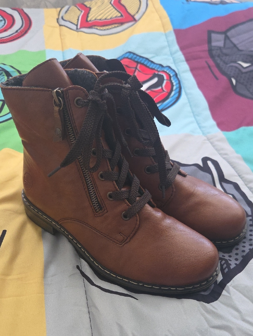 Rieker Women's Brown Lace-Up Ankle Boots